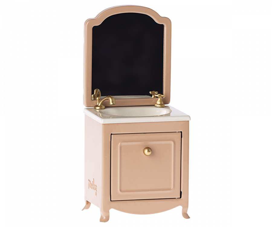 Maileg Sink dresser w. mirror, Mouse - Dark powder (delivery in July)