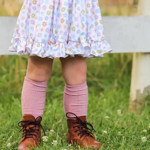 Cable Knit Knee High Socks - Dusty Rose